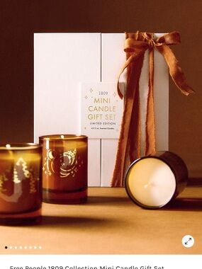 Free People Mini Candle Gift Set - Amber Glass with Gold Motif